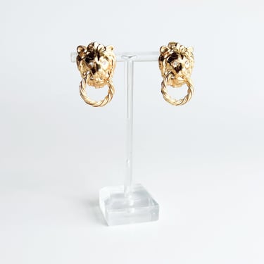 Vintage Gold Lion Head Earrings