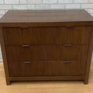 Vintage Reeded 3 Drawer Front Walnut Side Chest by Barbara Barry for Baker Furniture Co.