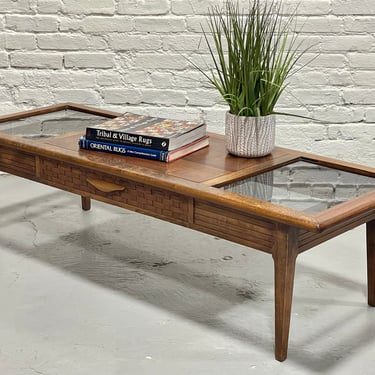 Mid Century Modern Walnut + Smoked Glass COFFEE TABLE by Lane Furniture Co. 
