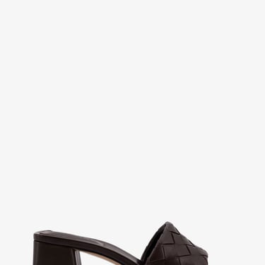 Bottega Veneta Women Leather Heel Sandals With Intrecciato Motif