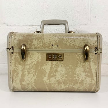 Vintage Samsonite Streamlite Train Case Make Up Bag Suitcase Makeup Case Overnight Bag Luggage Travel 1950s Mirror Vanity 1940s Beige Ivory 