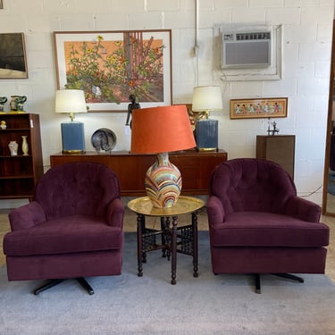 Vintage Swivel and Rocking Tufted Club Chairs
