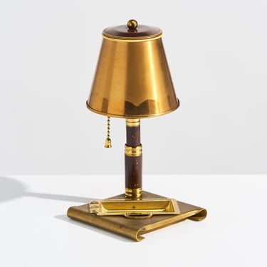 Vintage 1940s Art Deco Brass Lamp Shaped Cigarette Dispenser and Ashtray // Tobacciana Collectible Cigarette Holder 
