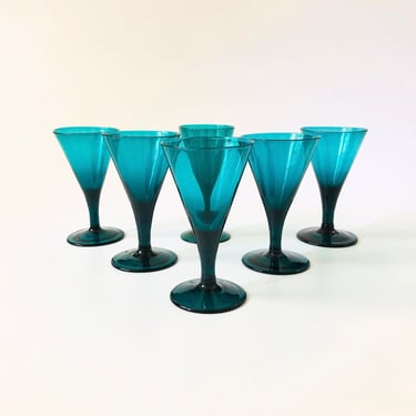 Teal Cocktail Glasses - Set of 6 