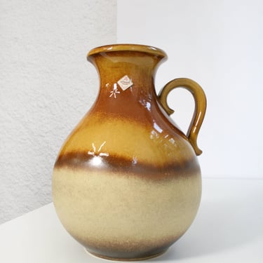 Vintage Scheurich Keramik Round Fat Lava Ceramic Floor Vase Caramel Honey Mid Century Modern West German Pottery Art Retro Large Pitcher WGP 