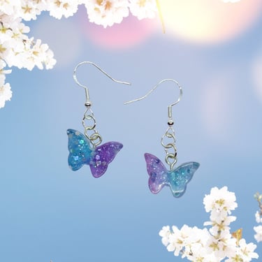 Butterfly Earrings Aesthetic Kawaii Pastel Ombre Glitter Drop Dangle 