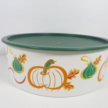 Vintage Fall Pumpkins Tupperware Container - One Touch Tupperware Autumn Pumpkin Storage Container 