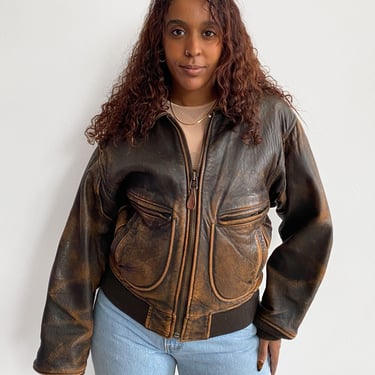 Avirex G2 Brown Leather Bomber Jacket