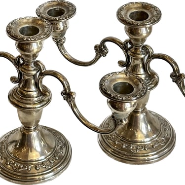 Pair of Antique Sterling Silver Candelabras 