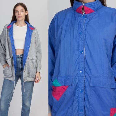 80s 90s Current Seen Reversible Jacket - One Size | Vintage Streetwear Color Block Snap Up Windbreaker 