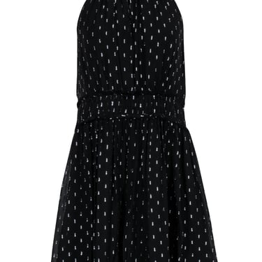 Joie - Black Sleeveless Mini Silk Dress w/ SIlver Metallic Detail Sz M