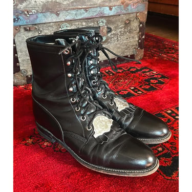 Vintage Justin's Kiltie Boots With Metal - Ropers - 1990s - Western Boots - Leather Boots - Fringe - 10B 