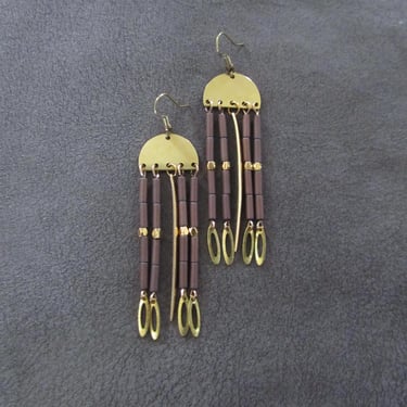 Long brass chandelier earrings 2 