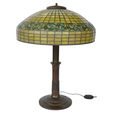 Early 20th C. Tiffany Studios Lemon Leaf Table Lamp. Made in U.S.A.