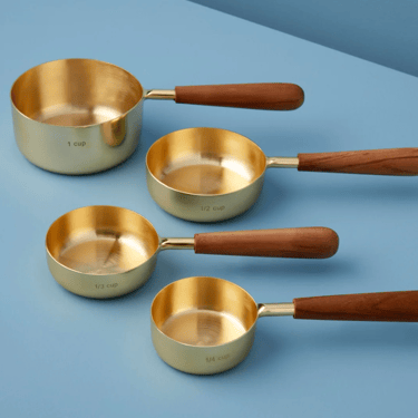 Gold + Wood Measuring Cups | S/4