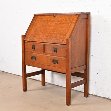 Stickley Brothers Antique Mission Oak Arts &#038; Crafts Drop Front Secretary Desk, Circa 1900