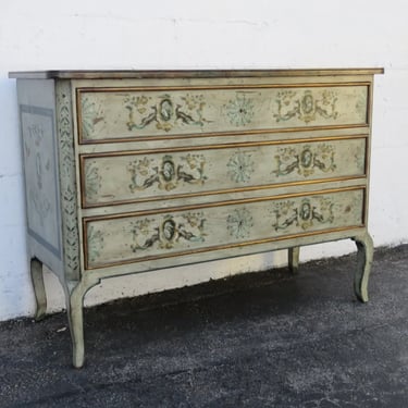 French Shabby Chic Hand Painted Low Dresser Bathroom Vanity Tv Console 5109