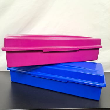 Vintage 90s Cassette Tape Storage Boxes in Pink or Blue 