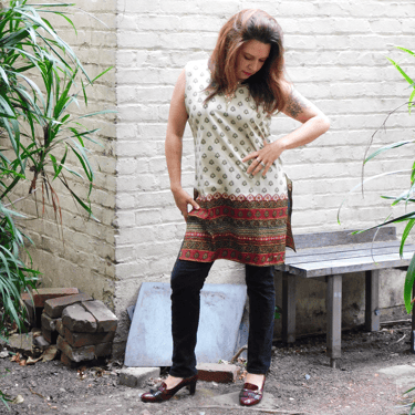 Vintage Beige Batik Print Tunic