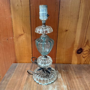 Vintage (c. 1950) Charming Glass Table Lamp with Blue Body