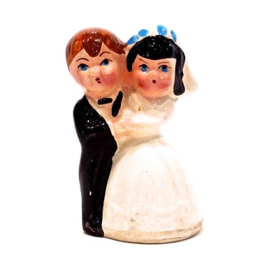 VINTAGE: Ceramic Bride and Groom Figurine - Wedding Figurine - Handcrafted - Hand Painted - Gift Idea - SKU 24-D-00010310 