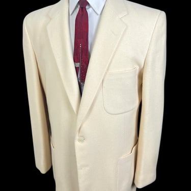 Vintage 1950s ATOMIC ERA Wool Tweed Rockabilly Sport Coat ~ size 40 R ~ blazer / jacket ~ Elvis ~ VLV ~ Cream 