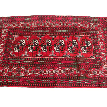 Bokhara Tribal Hand Knotted Wool Rug Red & Black 2’6” x 4’2” 