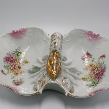 vintage victorian serving dish with lobster handle 