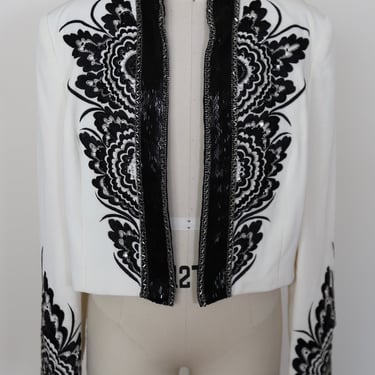 1980's Bob Mackie Beaded Embroidered Cropped Bridal Bolero