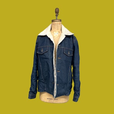 Vintage Trucker Jacket Retro 1980s Big Mac + Dark Denim + Insulated + Faux Sherpa + Made in the USA +  Cold Weather + Unisex Apparel 