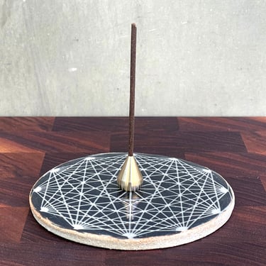 Ceramic Incense Holder - Black Metatron's Cube 