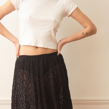 1990s Ghost Black Lace Mesh Skirt 