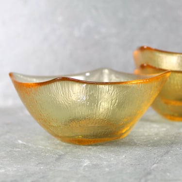 Set of 3 Amber Glass Snack Bowls | Vintage Autumn Glass Bowls | Halloween Table | Thanksgiving Table | Bixley Shop 