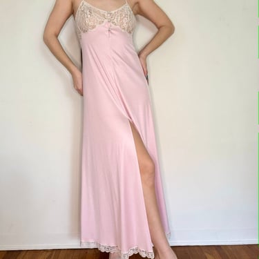 Vintage 60&#39;s LUCIE ANN Pink Nightgown with Lace by VintageRosemond