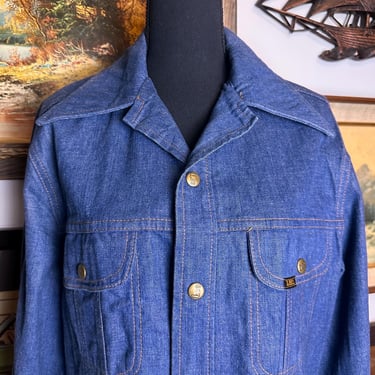 Vintage 1970s Lee Brushed Denim Snap Down Shirt Size M-L USA Made 