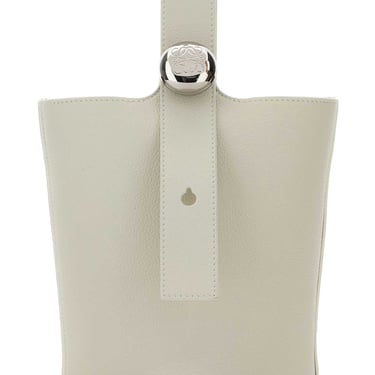 Loewe Women White Leather Mini Pebble Bucket Bag