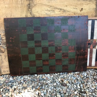 Folk Art Game Board, Large Size, Original Painted Wood, Wall Art Decor, Handmade Antique, KH 