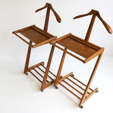 Couple / Pair ,Vintage Night Valet Mid- Century Dressboys / Two Bedside Tables,  Valet Stand Wood , Bedroom Furniture, Made by Opal 1960s 