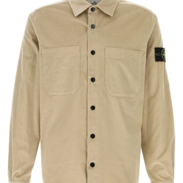 Stone Island Men Beige Corduroy Shirt