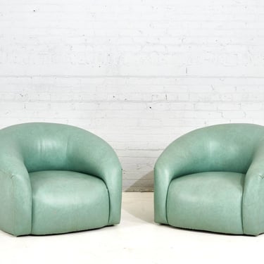 1970's Seafoam Green Swivel Lounge Chairs