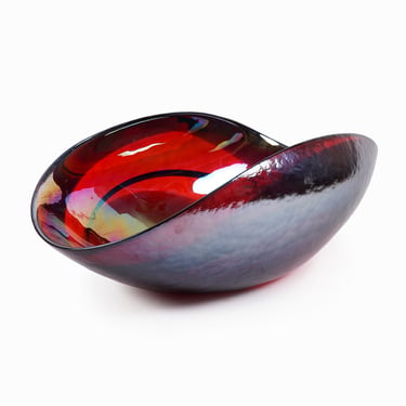 Iridescent Caldera Bowl Glass Centerpiece Italy 