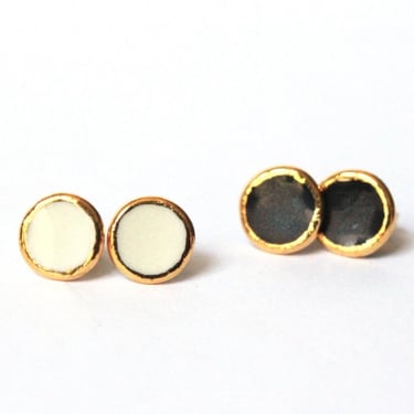 Mier Luo | Gold Rimmed Circle Studs