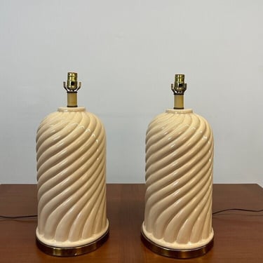 Swirl lacquered glass lamps- pair 