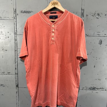 Vintage Abercrombie & fitch Button Up Shirt Henley Retro 90s Men's Fashion Oversized Big Shirt Over dyed Peach Pink color 