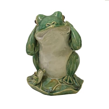 Handmade Light Green Small Ceramic Animal Frogs Figure Display Art ws2747E 