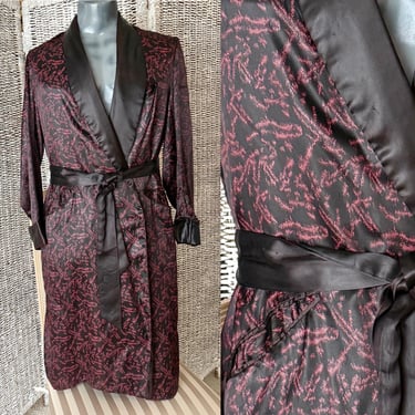 Mens Silk Robe Smoking Jacket, Shawl Collar, Vintage 50s 60s, Wrap Style 
