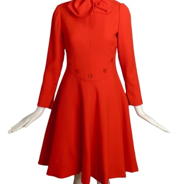 GEOFFREY BEENE - 1960s Red Wool Button Dress, Size 4