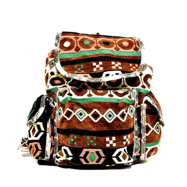 Deadstock VINTAGE: 1980's - Woven Kilim Turkish Backpack - Turkish Bag Purse, Woven Tapestry Bag - Boho, Hipster - SKU 708-00028100 