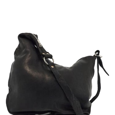 Guidi Black Horse Leather Crossbody Bag With Zip Men