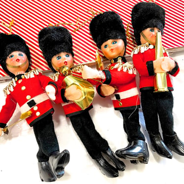 VINTAGE: 1950's - 4pcs - 7" Felt Soldier Christmas Ornaments - Made in Japan - Collectible - Christmas Decor, Holiday - SKU Tub-397-00034866 